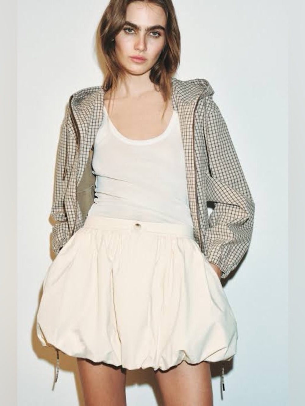 Zara Cream Bubble Mini Skirt - Women's Skirt